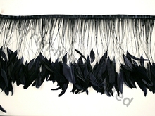 20cm Stripped Coque Feather Fringe - Navy