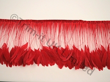 20cm Stripped Coque Feather Fringe - Flamenco Red