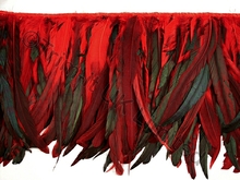 35cm Full Feather Mixed Coque Fringe - Flamenco Red