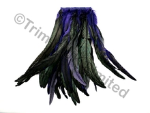 35cm Full Feather Mixed Coque Fringe10cm piece - Sapphire