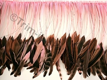 35cm Stripped Feather Mixed Coque Fringe - Sugar Pink