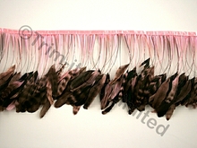 20cm Stripped Feather Mixed Coque Fringe - Sugar Pink