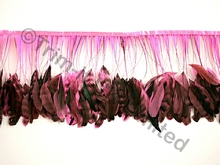20cm Stripped Feather Mixed Coque Fringe - Neon Cerise