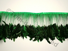 20cm Stripped Feather Mixed Coque Fringe - Flo. Emerald