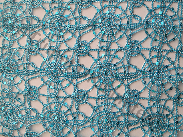 Trim-it UK Limited Sequin Crochet Non Stretch Lace - Turquoise