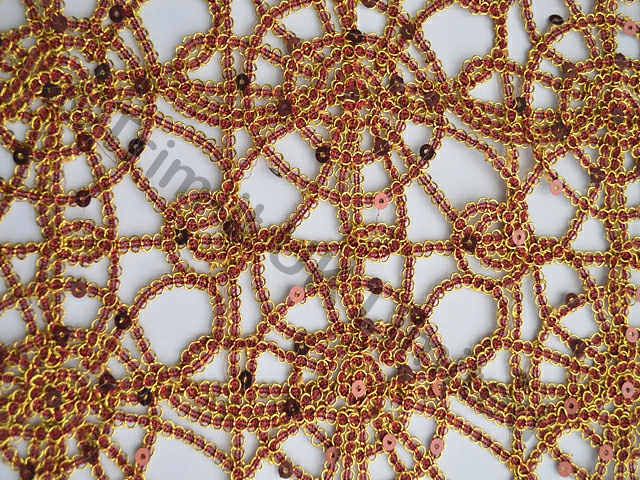 Sequin Crochet  Non Stretch Lace  was �12 now - Brick Red