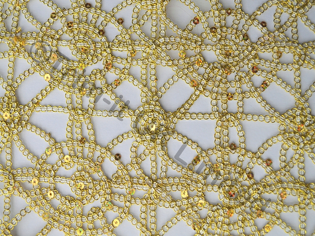 Sequin Crochet  Non Stretch Lace  was �12 now - Ivory/Metallic Gold