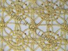 Sequin Crochet  Non Stretch Lace  was £12 now - Ivory/Metallic Gold
