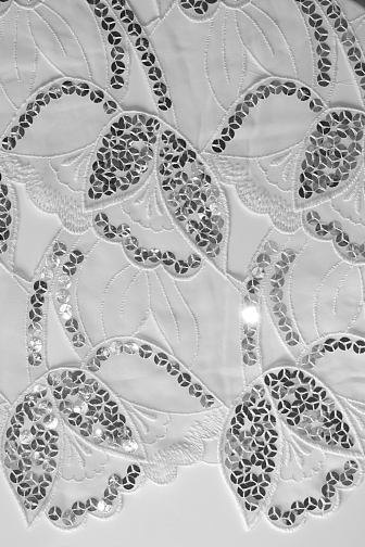 Sequin Emb. Lazer Cut Non Stretch Chiffon was �60 - White