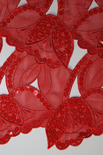 Sequin Emb. Lazer Cut Non Stretch Chiffon was �60 - Red