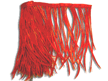 20cm Biot Feather Fringe, per 1 metre Piece - Neon Red