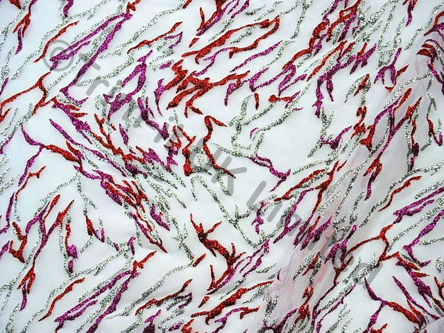 Glitter Bolt Stretch Net SALE WAS �28 NOW - White/Magenta/Met.Red/Met.Silver