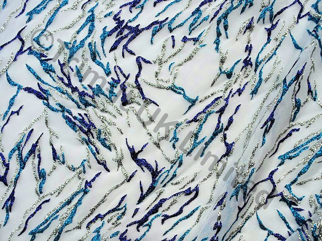 Glitter Bolt Stretch Net SALE WAS �28 NOW - White/Met.Turquoise/Sapphire/Met.Silver