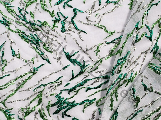 Glitter Bolt Stretch Net SALE WAS �28 NOW - White/Emerald Green/Met.Apple/Met.Silver