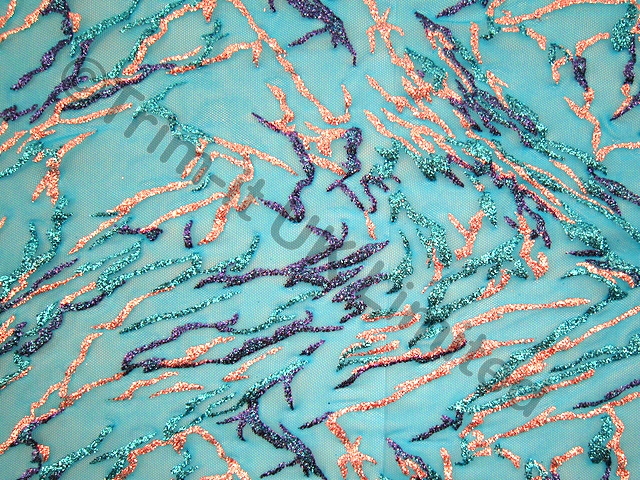 Glitter Bolt Stretch Net SALE WAS �28 NOW - Turquoise/Met.Turquoise/Sapphire/Met.Silver