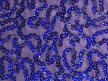 Bling Sequin Swirl On Two Way Stretch Net - Sapphire/Royal Hologram