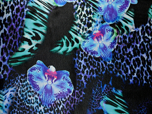 Flower & leopard Pearl Chiffon WAS �29 NOW - Sapphire/Jade/Black
