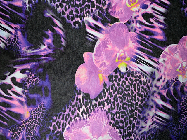 Flower & leopard Pearl Chiffon WAS �29 NOW - Fuchsia/Purple Rain/Black
