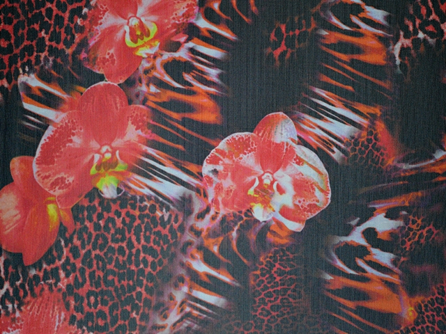 Flower& Leopard Stretch Net WAS �29 NOW - Flamenco Red/Tropic Lime/Black