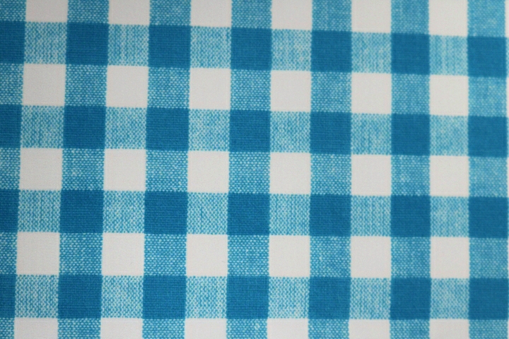 14mm Gingham Lycra - White/Turquoise