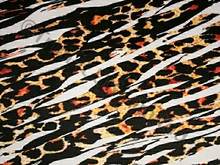 Leopard Shred Smooth Stretch Velvet - Black/White/Gold/Flamenco Red