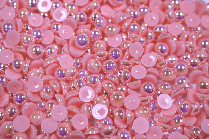 Round Half Pearls 10mm AB Colours - Sugar Pink AB