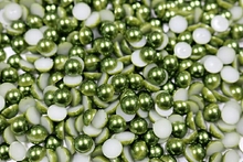 Round Half Pearls 6mm Plain Colours - Moss Green