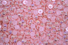 Round Half Pearls 6mm AB Colours - Light Rose AB.