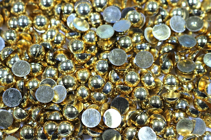 Round Half Pearls 8mm AB Colours - Metallic Gold