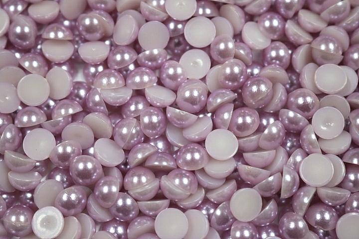 Round Half Pearls 8mm Plain Colours - Light Amethyst
