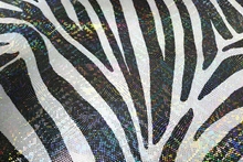 Zebra Lycra with Hologram Diamond Swirl - White/Black